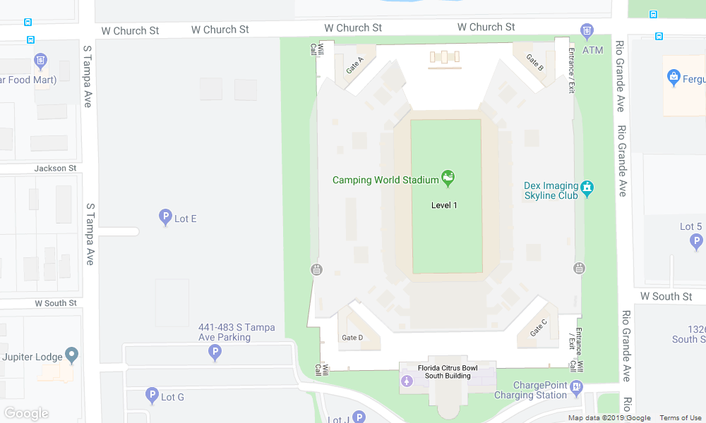 Map view of where Tinker Field in Orlando, FL is located