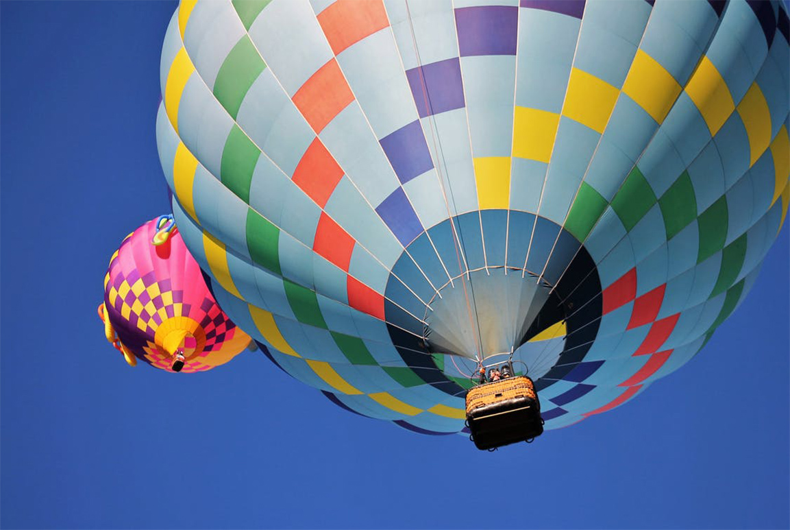 Rainbow inspired hot air balloon